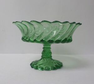 Fostoria QUEEN ANNE or COLONY Green Pedestal Compote / Fruit Bowl