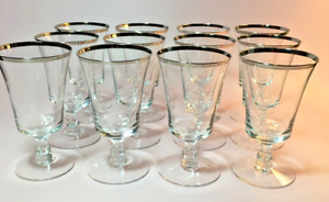 12 Fostoria Sheffield Platinum Rim Elegant Crystal 4 ounce Juice Glass Set of 12