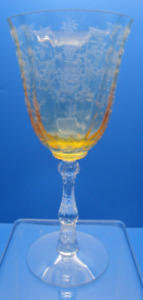 FOSTORIA GLASS #6016 NAVARRE VERY RARE Topaz Yellow Water Goblet 1 of 13 Known