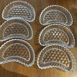 6 - Vintage Fostoria American Glass Crescent Salad Plates