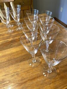 Set of 12 Vintage Fostoria Engagement Platinum Trim 1960s Wine Glasses MCM