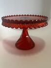 1969 FOSTORIA Centennial II Sovereign Ruby Diamond Point Swirl Cake Stand NrMint