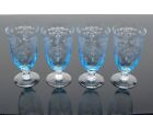 FOSTORIA NAVARRE 5 7/8” ELEGANT AZURE BLUE CRYSTAL ICED TEA GLASSES – SET OF 4