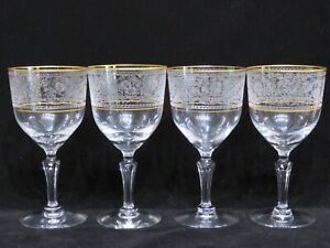 PRIVATE for AUS: Fostoria 8 Renaissance 22k Gold Trim #6111 Claret Glass 5-7/8"
