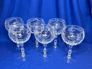 Fostoria elegant glass Navarre pattern set of 6 magnums