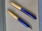 Sheaffer Legacy WD, Brushed 23K GE Cap-Blue Laque Barrel FTN-BPN Set, Made USA