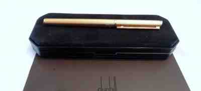 DUNHILL GEMLINE 23K GOLD PLATED BARLEYCORN FOUNTAIN PEN WITH 14K GOLD NIB -MINT 