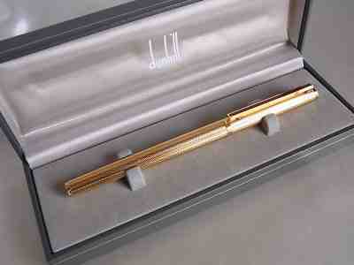 Dunhill Gemline Fountain Pen 14K M Nib Gold Plated Barley Red Line Clip