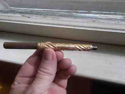 14 K.GOLD THE CAREY FOUNTAIN PEN NEW YORK 1890s ANTIQUE ENGRAVED GOLD PEN NICE!