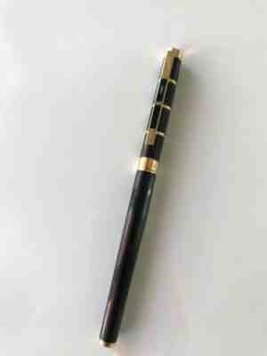 Vintage Yves Saint Laurent Ball Point Gold Writing Pen Black Stripes Germany