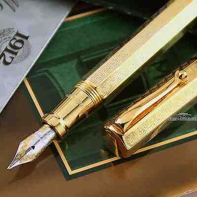 Montegrappa Reminiscence Etched 925 Vermeil Large Fountain Pen - RARE!