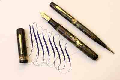 Waterman Patrician Moss Agate Pen/Pencil Set Semi Flex F - BBB
