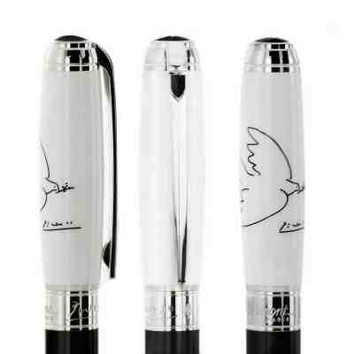 ST DUPONT PICASSO DOVE LIMITED EDITION FOUNTAIN PEN BLACK WHITE LACQUER 410050