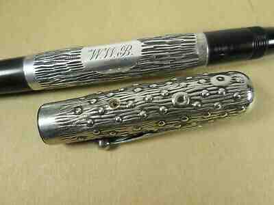 Waterman Sterling Fountain Pen - Tree Trunk Design, RARE, Clip-Cap Ideal, 452