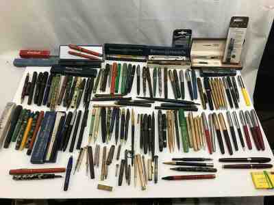 Collection of 120 Antique / Vint. Fountain Pens & Pencils Parker Moore Cross ++