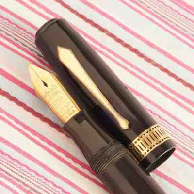 VINTAGE WATERMAN IDEAL PATRICIAN SENIOR GOLD EMBLEM BLACK ART-DECO FOUNTAIN PEN