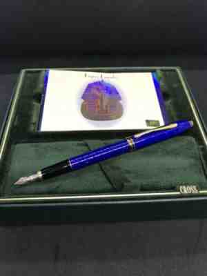 New Cross Townsend Lapis Lazuli Fountain Pen New In Box Gold Flake and Gold Nib