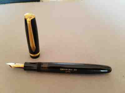 RARE SOENNECKEN 222 EXTRA  BLACK FOUNTAIN PEN EF 14 K  NIB  NEAR MINT