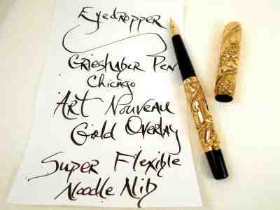 Vintage 1890's EYEDROPPER Fountain Pen ~ Nouveau Repose GOLD Overlay 14K Noodle