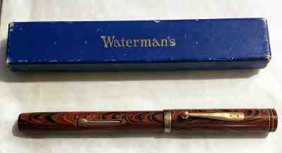 Vintage Waterman's Ideal Red Ripple w/ PINK Waterman Nib #7 w/ Original Box