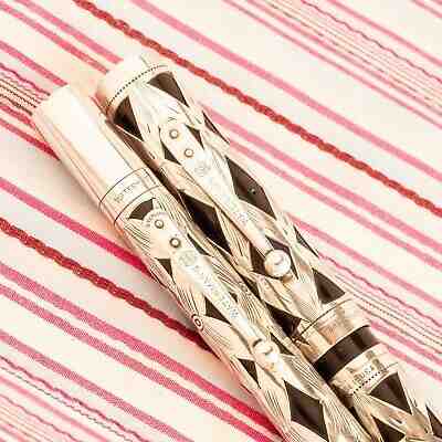 VINTAGE WATERMAN'S IDEAL STERLING SILVER FILIGREE BASKET FOUNTAIN PEN PENCIL SET