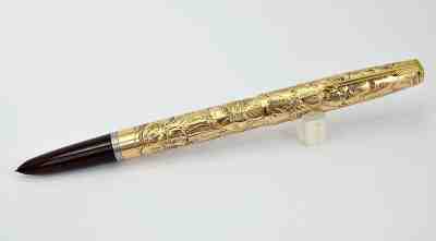 Parker 51 Customized Gold Filled Flowery Repousse Fountain Pen by Ariel Kullock 