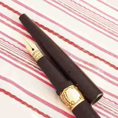 ANTIQUE VINTAGE PARKER LUCKY CURVE 6 BLACK HARD RUBBER EYEDROPPER FOUNTAIN PEN