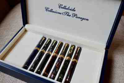 Special: Omas Celluloide Collezione Paragon Set of 7 + Omas Blue Revelations Pen