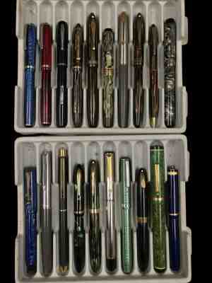 VINTAGE FOUNTAIN PEN LOT-PARKER, SHEAFFER, WATERMAN, & MORE. 20 PENS, 14K NIBS