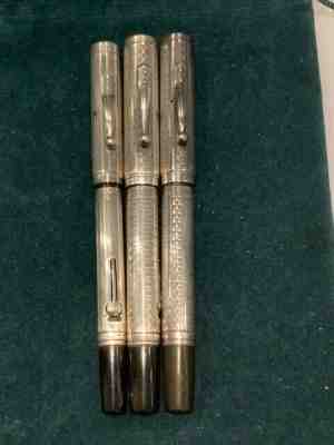 Waterman Sterling Silver Fountain Pen Set #452, #452, #452b