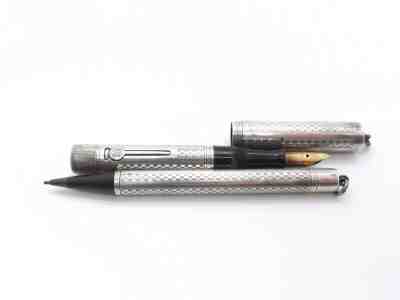 Antique Waterman Ideal 452 1/2 V Sterling Silver Ring Top Fountain Pen & Pencil