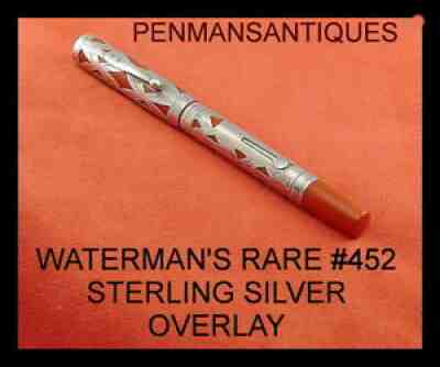 CIRCA 1900 WATERMAN'S # 452 CARDINAL OVERLAY STERLING SILVER FOUNTAIN PEN