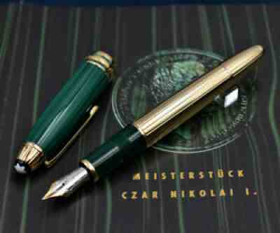 MONTBLANC Meisterstuck Solitaire 146 Czar Nikolai Malachite & 925 Vermeil M Nib