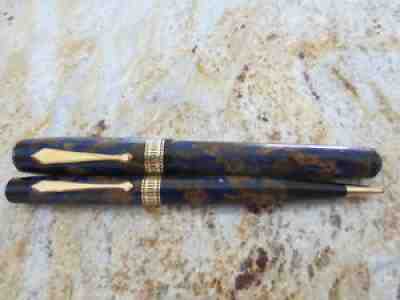 1929-1935 Waterman Patrician Fountain Pen & Pencil Set Turquoise