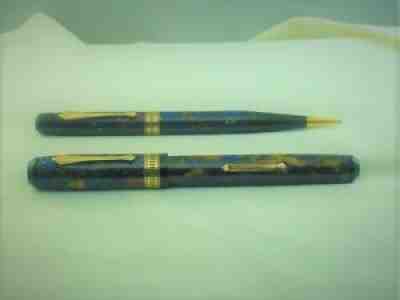 WATERMAN'S PATRICIAN TURQUOISE FOUNTAIN PEN AND PENCIL SET