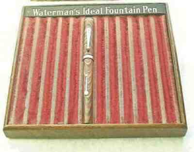 CIRCA 1927 WATERMAN'S # 7 RED RIPPLE FOUNTAIIN PEN WITH RARE PINK PEN POINT AND