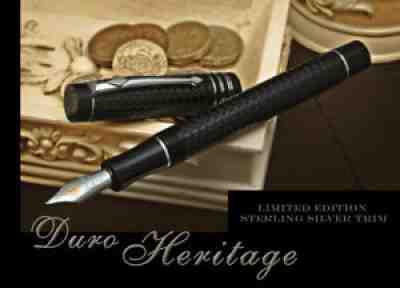 NEW CONWAY STEWART DURO HERITAGE SILVER TRIM LE FOUNTAIN PEN - WITH BOX & PAPER