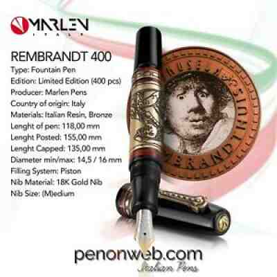 Marlen Rembrandt 400 L.E. 400 pcs Fountain Pen | 18K Gold Nib | Resin, Bronze