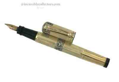 Rare Waterman's Ideal 18.K R Gold Silver Filigree Fountain Pen 1920