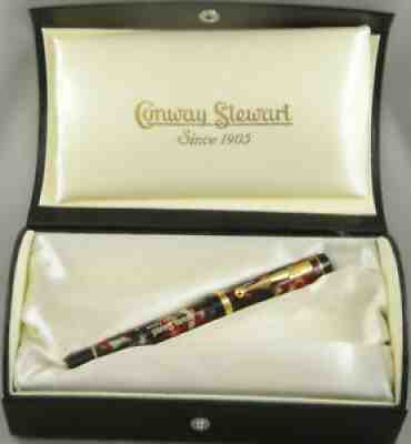 Conway Stewart Duro Levenger LE Casein Red/White/Blue Fountain Pen - MINT Boxed