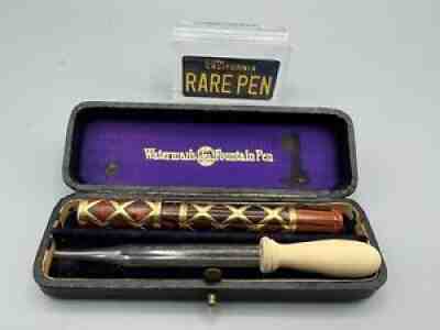 WATERMAN 42 1/2V RHMR SAFETY Fountain Pen 18K SOLID GOLD OVERLAY MINT BOXED