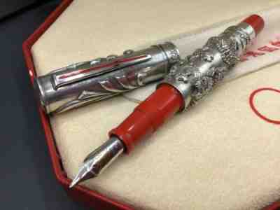 Omas Hong Kong Limited Edition Sterling Silver Dual Dragon Fountain Pen 18k M