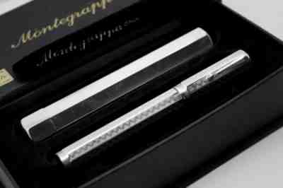 MONTEGRAPPA REMINISCENCE Big- SILVER 925-FACETED Fountain Pen-18K GOLD NIB- NEW!