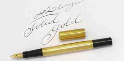 WATERMAN 42 ½ Safety fountain pen, laminated in gold, enamel fretwork. 1930  For Sale at 1stDibs