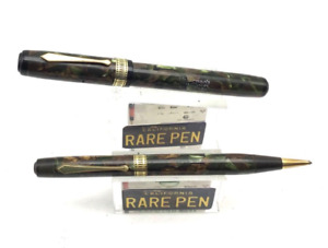 Vintage Waterman Patrician MOSS AGATE  Fountain Pen Pencil Set 14K Flex AMAZING