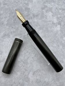 VINTAGE PARKER BLACK GIANT FOUNTAIN PEN BHR DROPPER FILLER 14K #12 F FLEX NIB