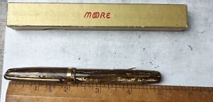 Moore Fingertip Stickered Oversize brown stripe vintage fountain pen with box
