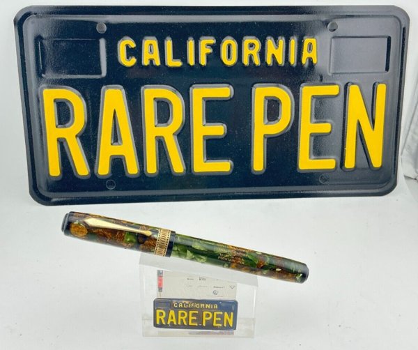 Vintage Waterman Patrician MOSS AGATE Celluloid Fountain Pen 14K Fine Nib