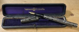 BOXED Waterman 452 1/2 LEC Sterling Silver Antique Lever Ideal Nib Fountain Pen