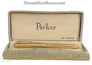 Parker 51 Solid 18 K Gold Fountain Pen Original Box 1970